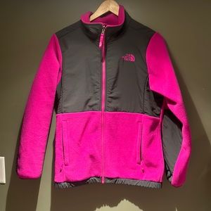 The North Face Girls Zipper Fleece Jacket Pink / Grey Sz XL Amazing Condition